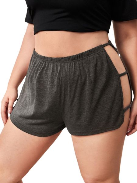 

plus cut out side sleep shorts 24ee#, Black;white