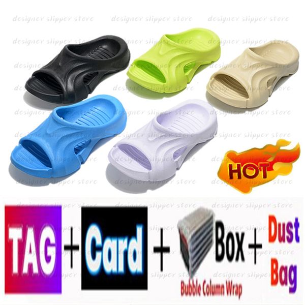 

with box designer slides foam slippers men women cream clay shoes ochre vermillion moon gray mx bright blue white pure resin slide sandals 3, Black