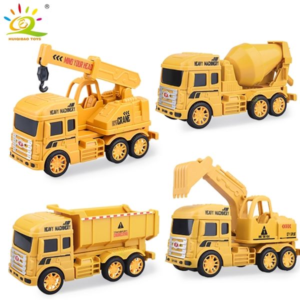 HUIQIBAO Diecast Car Engineering Model Escavatore Gru Autocarro con cassone ribaltabile Veicolo della spazzatura Città classica Costruzione Giocattolo per bambini per ragazzo 220715