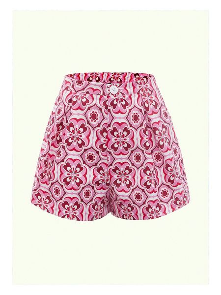 

allover floral print shorts d3if#, White;black
