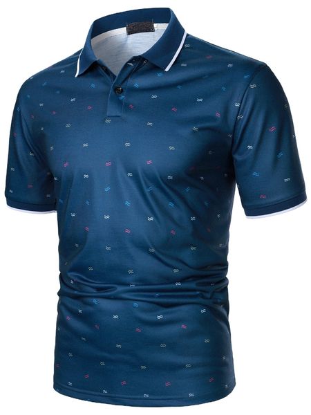 

men graphic print contrast trim polo shirt i4rs#, White;black
