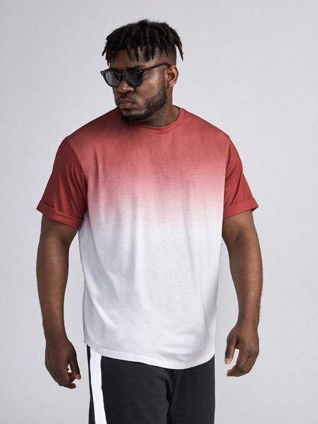

extended sizes men ombre round neck tee y8an#, White;black