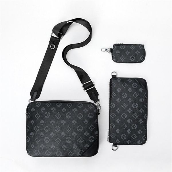 

luxurys men's bag checkerboard shoulder women messenger handbag three-in-one mahjong wallets combination three-piece small sq239f