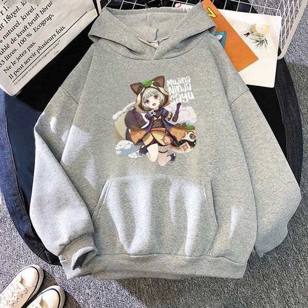 

kawaii genshin impact hoodies women korea hoodie graphic streetwear autumn winter casual men harajuku anime sweatshirt, Black
