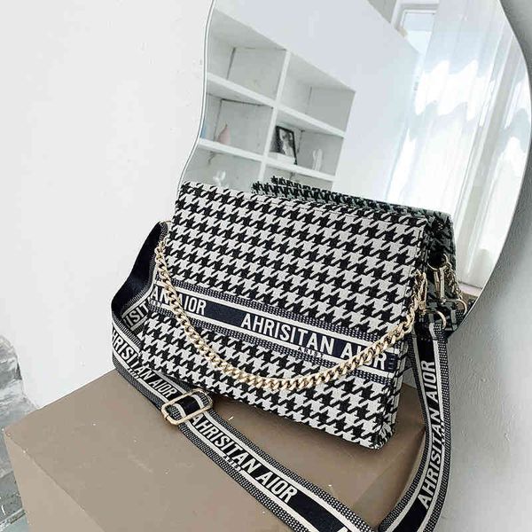 

bag women's autumn and winter thousand bird lattice foreign style letter chain bag portable single shoulder messenger