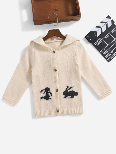 

toddler boys rabbit pattern button up hooded cardigan she, Blue