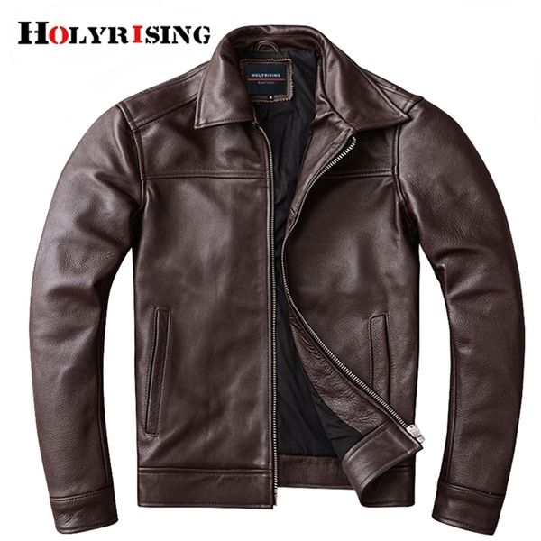

men genuine jacket vintage brown men slim fit motorcycle leather jacket plus size 5xl genuine cowhide spring biker coat 201128, Black