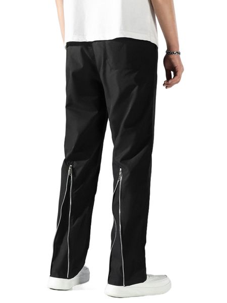 

men half zip back drawstring waist pants u1sb#, Black