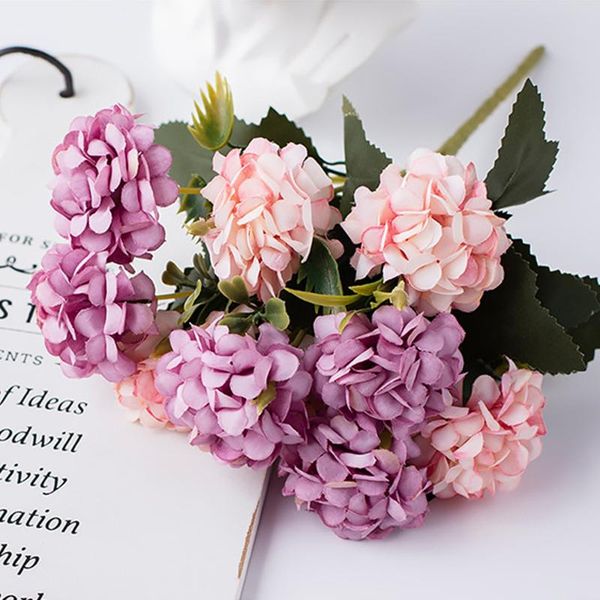 

decorative flowers & wreaths silk hydrangea artificial 15 flower head bridal bouquet diy handmade fake valentine's day gift for wedding