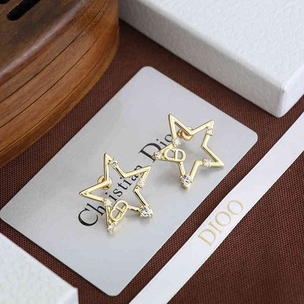 

2022 factory wholesale new new star gold inlaid diamond female earrings, Golden