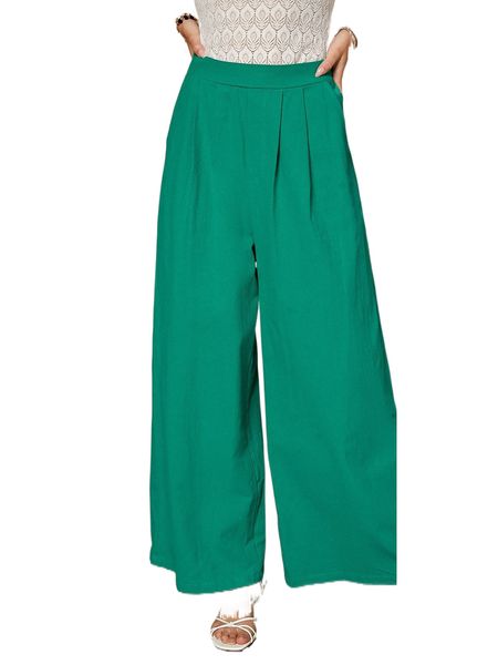

fold pleated wide leg pants e1cw#, Black;white