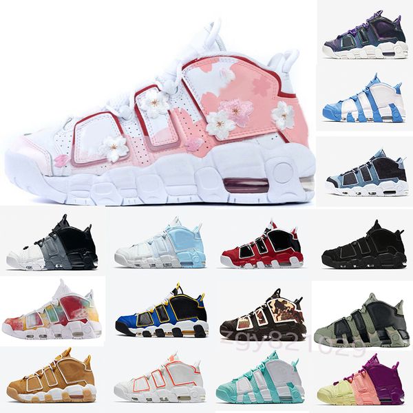 

more uptempos men basketball shoes prm premium wheat gold s metallic tri-colours 3m sneakers 36-45