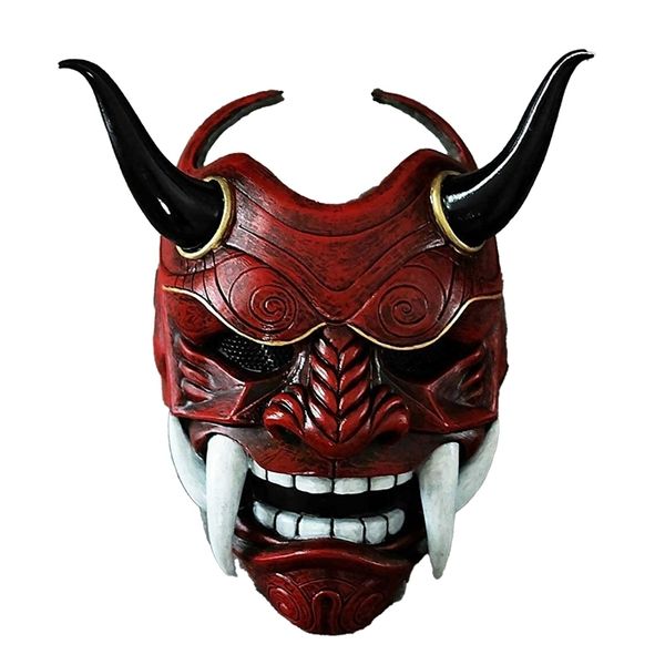 Máscaras de face adultas unissex halloween halany hannya demônio oni samurai noh kabuki prajna diabo máscara máscara de festa de látex 220812