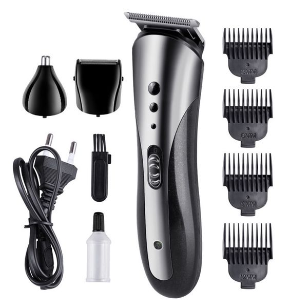 

km 1407 3 in 1 multifunctional man hair trimmer rechargeable professional clipper electric beard shaver nose 220708