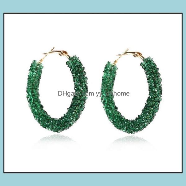 

hoop hie earrings jewelry retro exaggerated women circle handmade beaded crystal earring fashion simple personality epacket d, Golden;silver