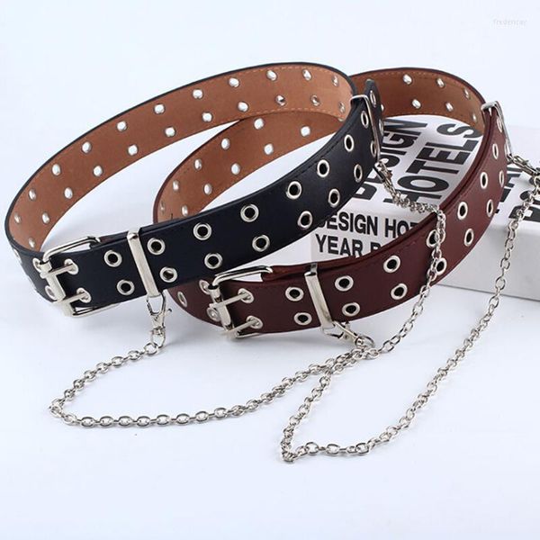 Cinturas Mujeres cadena punk Fashion Bindo Ajustable Negro Doble/Single Single Leater Beling Binst Belts Fred22