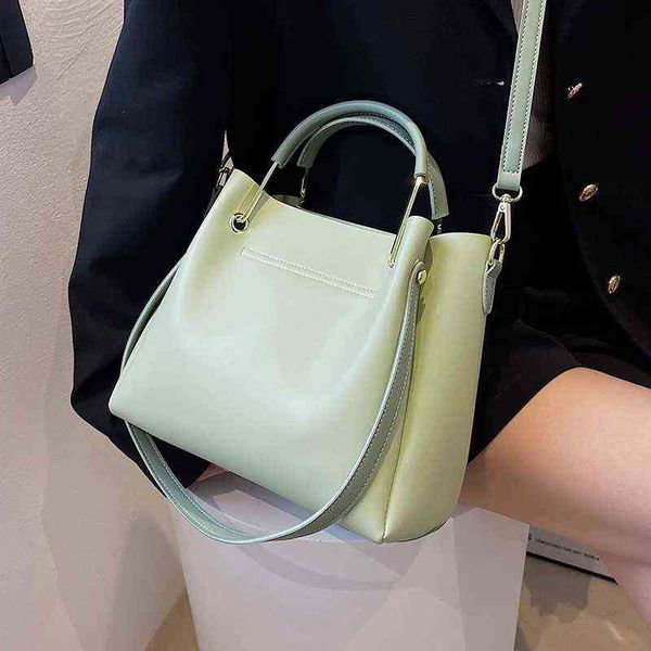 

small crossbody messenger bag for women shoulder bags 2 piece 2022 summer pu leather fashion ladies new bucket totes handbags pu g220509