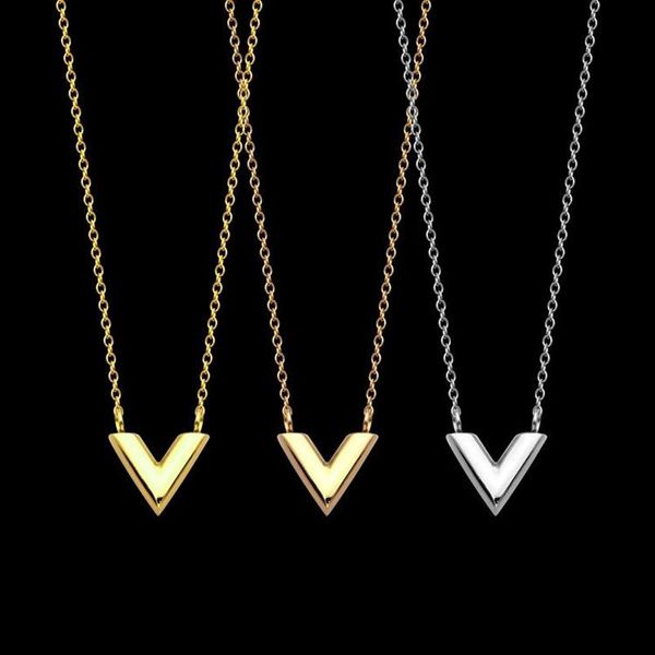 

316l titanium steel v letter double pendant necklace clover necklace jewelry for holiday gifts216c, Silver