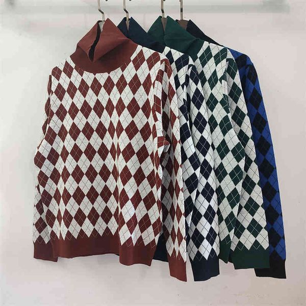 

women's sweaters fashionable gingham sweater women's autumn and winter style soft fine 68 thread count wool long sleeve foreign lo, White;black