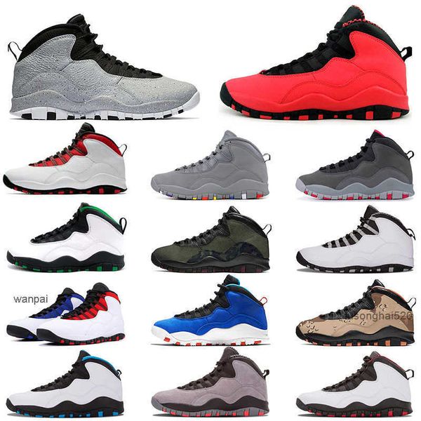 

10s jumpman mens trainers original basketball shoes woodland camo smoke grey men women tinker gs fusion red sports sneakers cement, Black