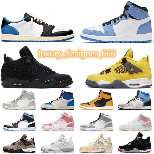 

2022 1s low basketball shoes 4s og unc court purple orbit aurora smoke grey bred university gold trainers sneakers size 36-46
