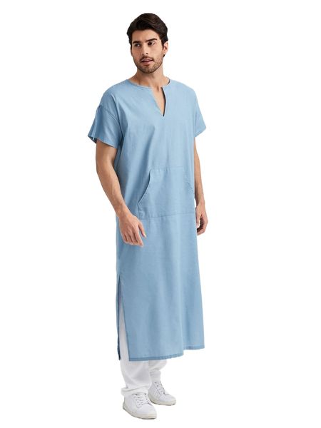 

men notched neckline longline shirt j8fh#, White;black