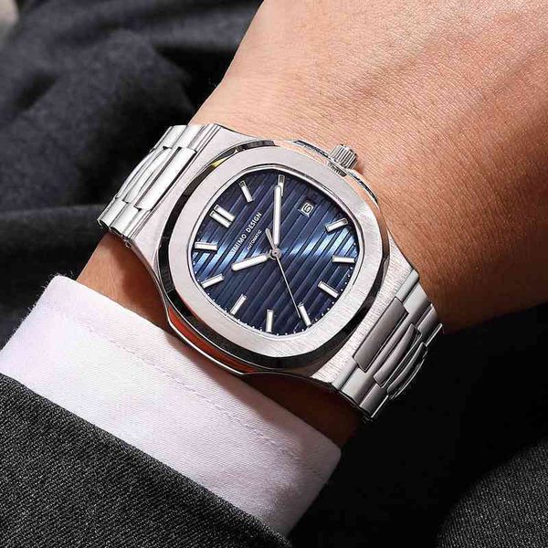 

designer mechanical watch miyota 8215 male movement crystal watch sapphire 10bar proof dwaterproof water screw automatic crown mechanical de, Slivery;brown