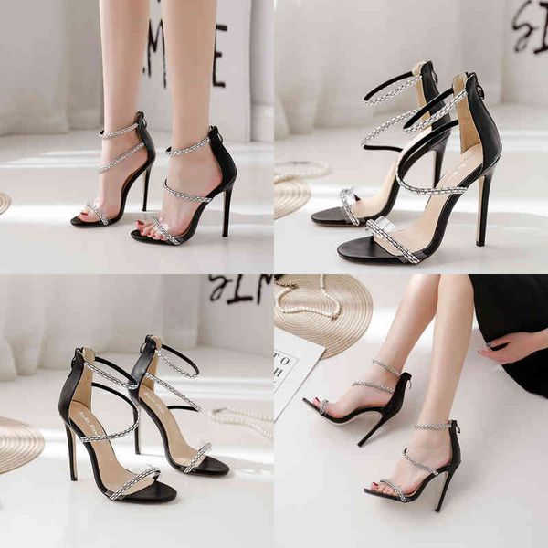 

sandals summer new fanshui diamond thin heel high women sandal 7408 220427, Black