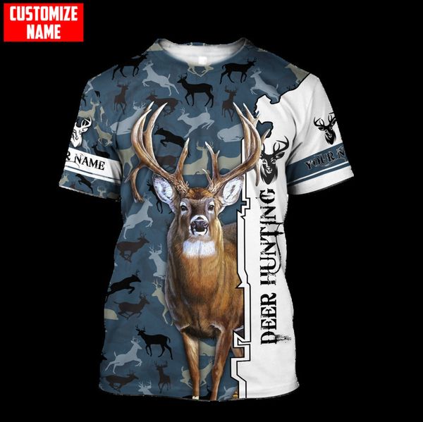 

customized name deer hunting 3d all over printed mens t shirt cool summer short sleeve t-shirt casual tee tx254 220619, White;black