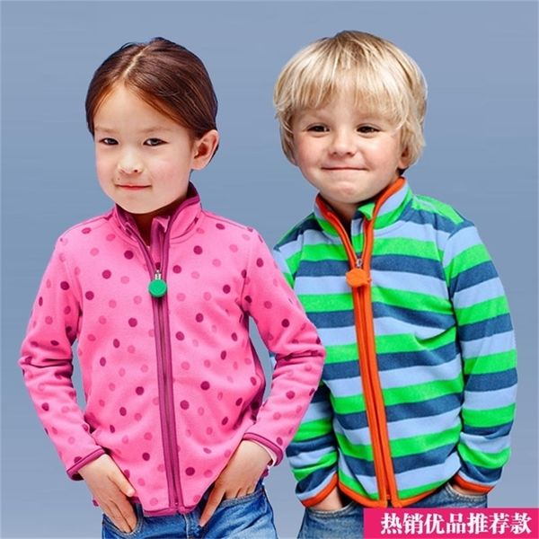 -Ausverkauf Frühling Herbst Kinder Kinder Jungen Mädchen Hoodies Baby Jungen Mädchen Streifen Fleece Jacken und Mäntel Kinder Jungen Sweatshirt LJ201216