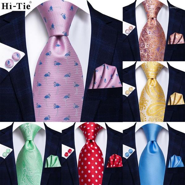 Fliegen Hi-Tie Rosa Mintgrün Paisley Design Seide Hochzeit Krawatte für Männer Qualität Hanky Manschettenknopf Mode Nicktie Business Party Dropshiping Do