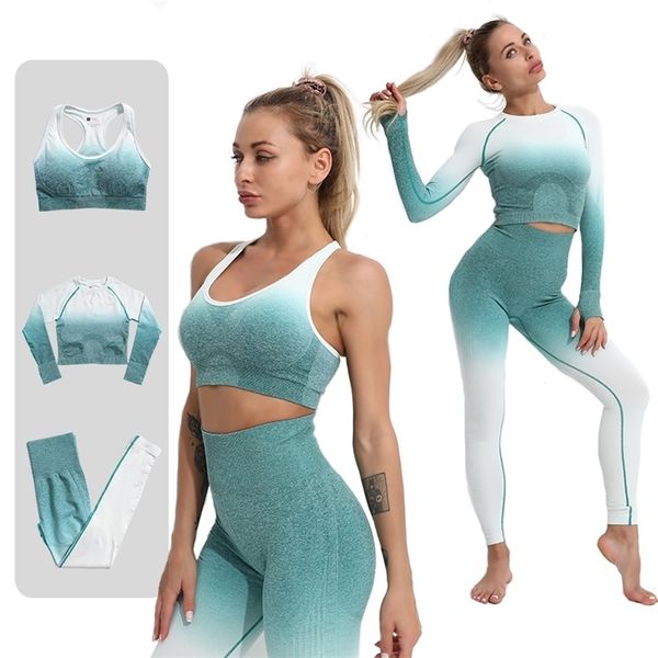 Tie Seamless Tintura Ioga Set Fitness Terno Bar Esportes Outfit Mulheres Sportswear Workout Roupas para Mulher Gym Roupas Atlético Desgaste 220330