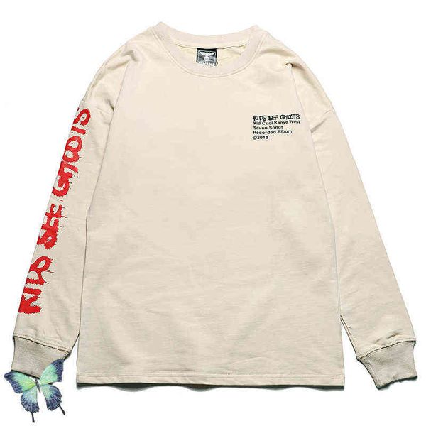 2022 Khaki Kids See Ghosts Langarm-T-Shirt T220808