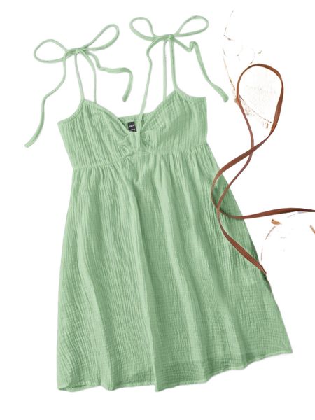 

tied shoulder cami dress s3ay#, Black;gray