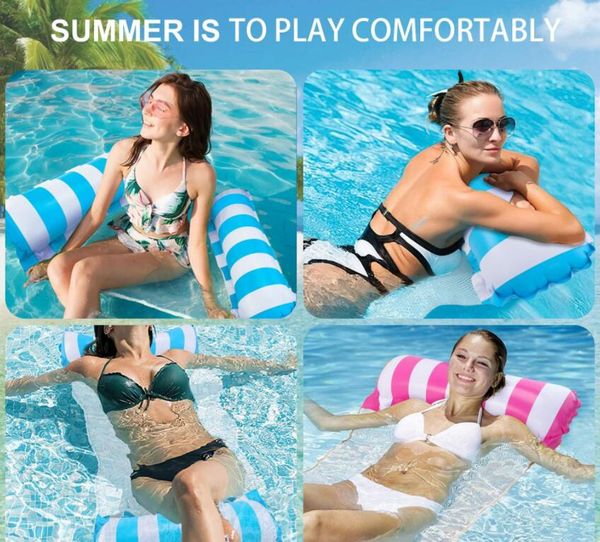 2er-Pack Pool-Hängematten-Schwimmkörper für Erwachsene, 4-in-1-Mehrzweck-Wasseraufblaskörper, Sommerliegestuhl, Übungssattel, Hängematten-Drifter mit Luftpumpe