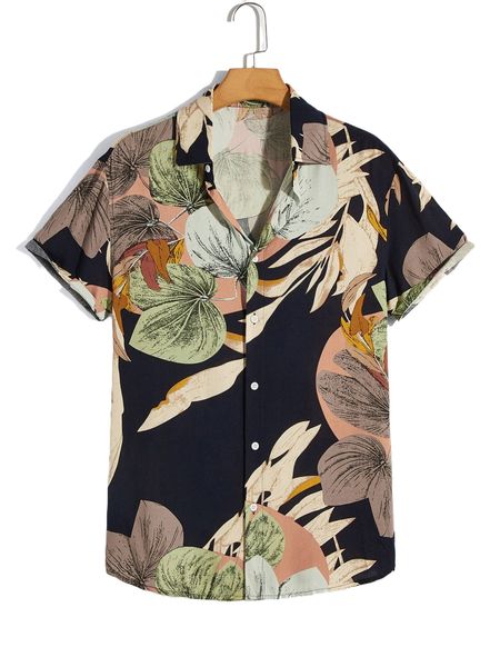 

men tropical print shirt t1ew#, White;black