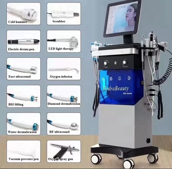 Neuankömmling 13 IN 1 Hydra-Gesichts-Mikrodermabrasion, Sauerstoffkristall-Diamant-Wasser-Peeling, Gesichtsreinigung, Faltenentfernung, Hautpflege, Gesichtsreinigung, Schönheitsausrüstung