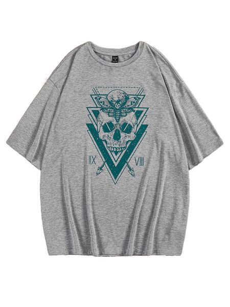 

x vecster men skull & geo print tee p3hr#, White;black