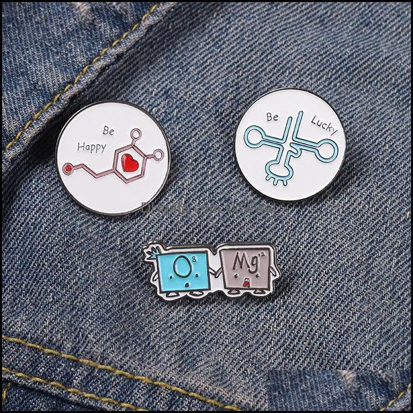 

pins brooches jewelry geometric chemical elements series cartoon round molecar shape alloy lapel pins enamel knapsack sweater clothe, Gray