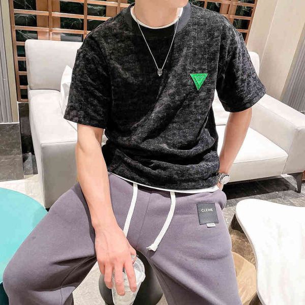 

spring new couple woven casual neck t-shirt for men women, White