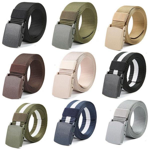 

military tactical waist belt nylon canvas plastic buckle men women long without metal 3.8cm wide adjustable, Black;brown