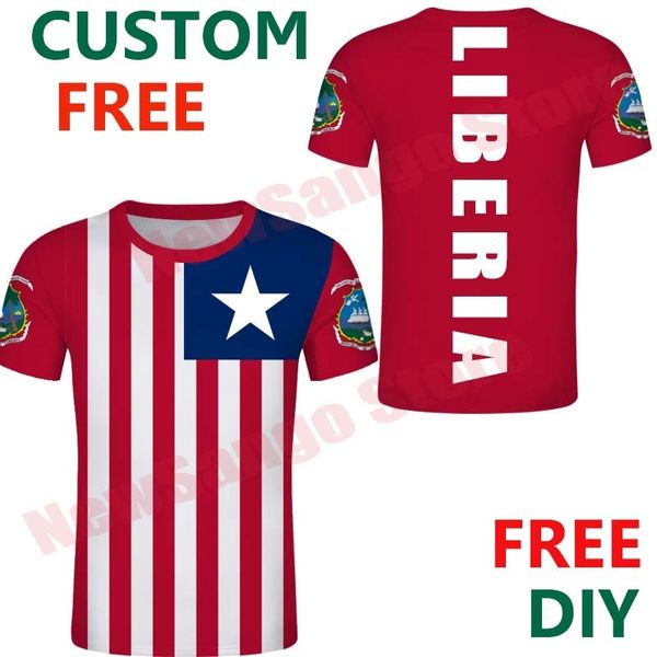 Maglietta Liberia Maglietta personalizzata gratuita fai-da-te Magliette personali da uomo Bandiera Emblema Nome Numero Design Abbigliamento 220609