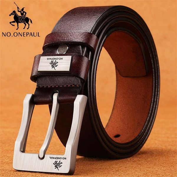 

cow genuine leather luxury strap male belts for men fashion classice vintage pin buckle jeans designer waistband 220402, Black;brown