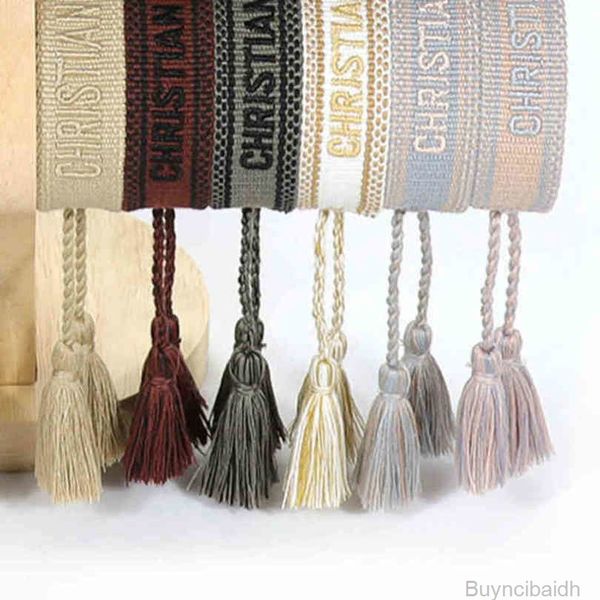 

fashion brand classic embroidery bracelets luxury women men bangles friendship charm bracelet woven adjustable tassel vintage couple braided, Golden;silver