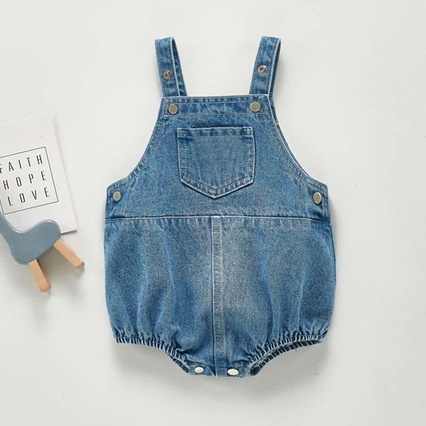 

baby boys girls clothing romper sleeveless denim bodysuits kids jumpsuit autumn overalls, Blue