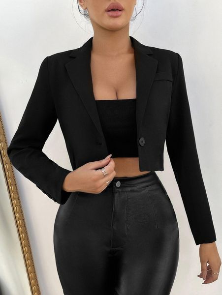 

lapel neck single button blazer 425b#, White