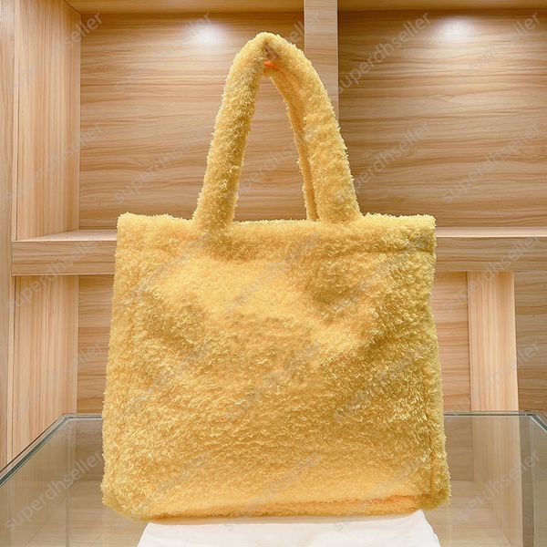 

plush tote designer bag handbag fashion lambs wool wallet purse large capacity clutch autumn winter women bags shopping pack pochette totes