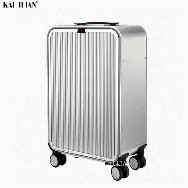 Zoll Aluminium Koffer Tasche Schloss Spinner Business Trolley Gepäck auf Rad Reise rollende Hand J220708 J220708