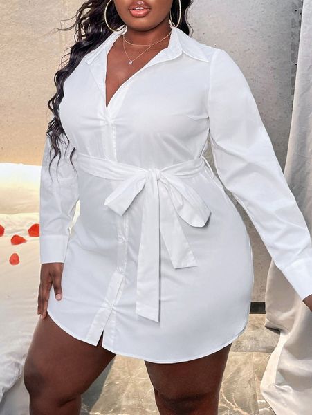 

sxy plus button front belted cut-out back dress e4d2#, Black