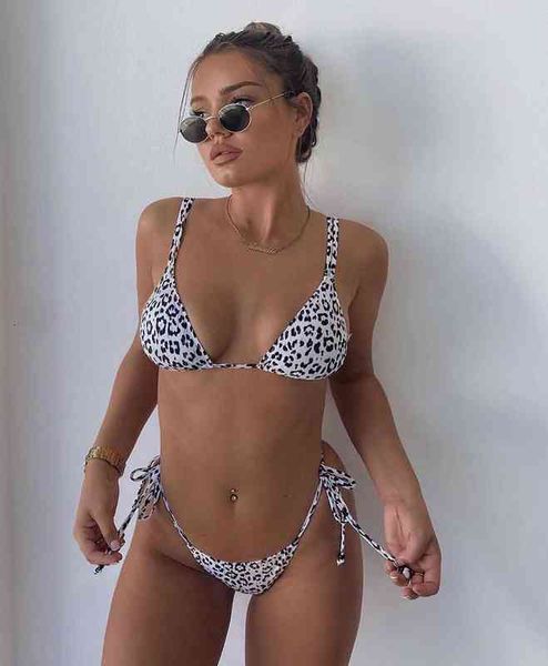 

leopard bikini print swimsuit bandage split women's beach, White;black